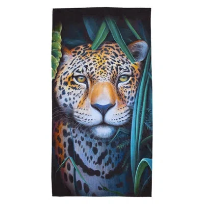 Northwest Jungle Leopard Beach Towel, 30 X 60 Inches In Green;orange