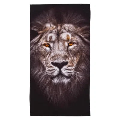 Northwest Lion Face Beach Towel, 30 X 60 Inches In Black;orange