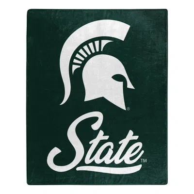 Northwest Michigan State Signature Raschel Throw In Black;white
