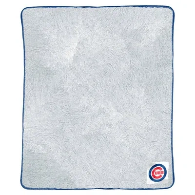 Northwest Mlb Chicago Cubs Patch Two Tone Sherpa Throw Blanket, Soft, Warm, Baseball, Fan, Gift, 50x60 Inches In White