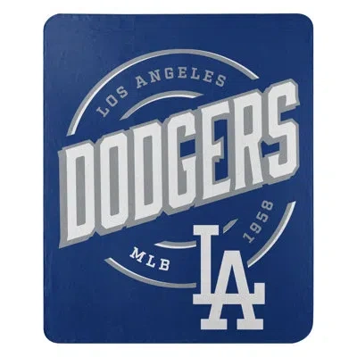 Northwest Mlb Los Angeles Dodgers Fleece Throw Blanket, Baseball Fan Decor, 50x60 Inches In Blue;white