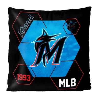 Northwest Mlb Miami Marlins Connector Velvet Reverse Pillow, Baseball Fan Decor, 16x16 Inches