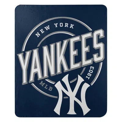 Northwest Mlb New York Yankees New School Mink Sherpa Throw Blanket, Premium Fleece Comfort, Soft & Warm, 50x6 In Blue