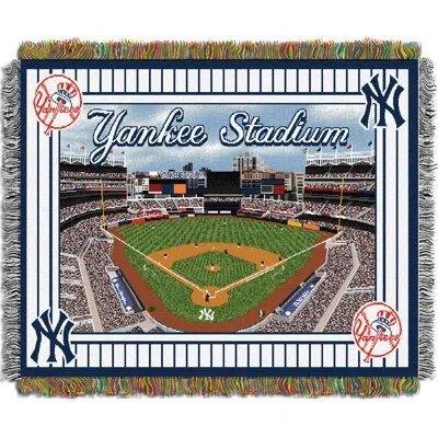 Northwest Mlb New York Yankees Throw Blanket, Yankee Stadium Baseball Fan Decor, 48x60 Inches In Green;gray