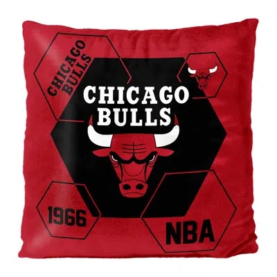 Northwest Nba Chicago Bulls Connector Velvet Reverse Pillow, Basketball Fan Decor, 16 X 16 Inches In Red
