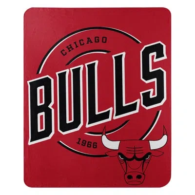 Northwest Nba Chicago Bulls Fleece Throw Blanket, Basketball Fan Decor, 50x60 Inches In Black;red