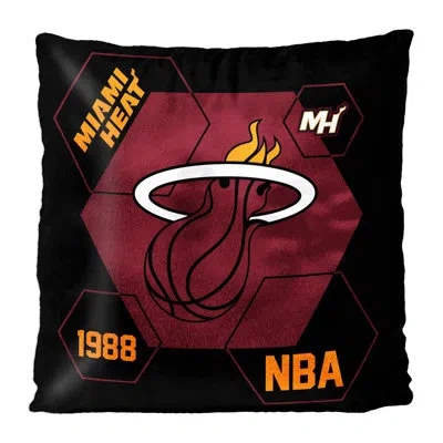 Northwest Nba Miami Heat Connector Velvet Reverse Pillow, Basketball Fan Decor, 16 X 16 Inches In Black