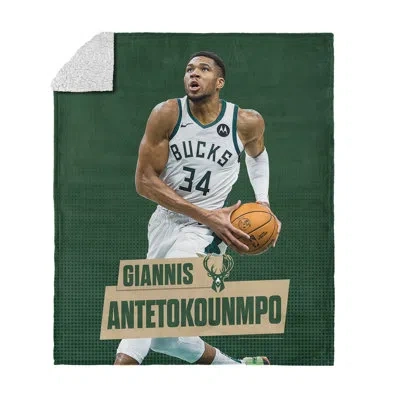 Northwest Nba Milwaukee Bucks Giannis Antetokounmpo Silk Touch Sherpa Throw Blanket, Cozy For All Seasons, Lig
