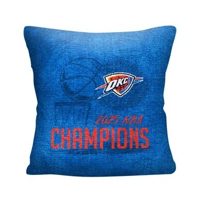 Northwest Nba Oklahoma City Champs Thunder Buckets Throw Pillow – Basketball Team Cushion, Game Room Or Couch  In Blue Oklahoma City