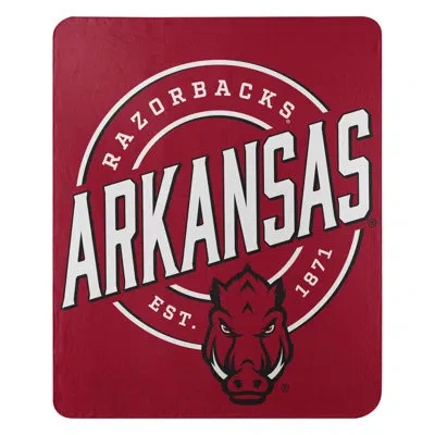 Northwest Ncaa Arkansas Fleece Throw Blanket, College Sports Fan Decor, 50x60 Inches In White;cherry