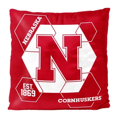 Northwest Ncaa Nebraska Connector Velvet Reverse College Team Pillow, Great For Home Or Office, 16x16 Inches In Red