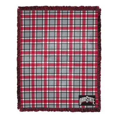 Northwest Ncaa Ohio State Tartan Jacquard Throw Blanket, College Decor, 46x60 Inches In Multi