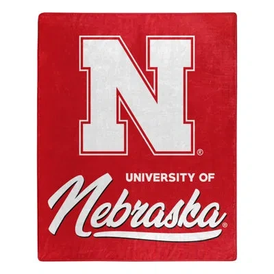 Northwest Nebraska Signature Raschel Throw In White;red