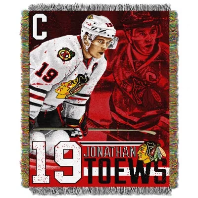 Northwest Nhl Chicago Blackhawks Throw Blanket, Jonathan Toews Hockey Fan Decor, 48x60 Inches In White;red