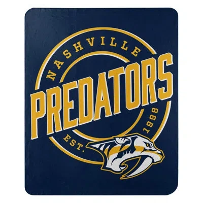 Northwest Nhl Nashville Predators Fleece Throw Blanket, Hockey Fan Decor, 50x60 Inches In Yellow;navy