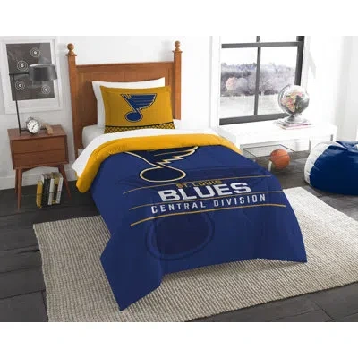 Northwest Nhl Vegas Golden Knights Hexagon Twin Comforter And Sham Bedding Set In Blue,yellow
