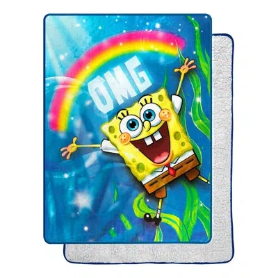 Northwest Nickelodeon Spongebob Squarepants Omg Silk Touch Sherpa Throw Blanket, Fun Character Throw, Soft Plu In Multi