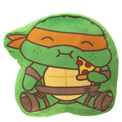 Northwest Nickelodeon Teenage Mutant Ninja Turtles Pizza Mikey Logo Ultra, Soft Cloud Pillow, 15x15 Inches In Green;brown;multi