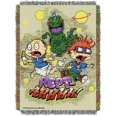 Northwest Nickelodeon Throw Blanket, Nick Rewind Reptahhhh Cartoon Fan Decor, 48x60 Inches In Green;gray