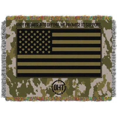 Northwest Operation Hat Trick Throw Blanket, Camo Flag Patriotic Holiday Decor, 48x60 Inches In Black;green;gray