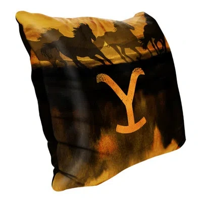 Northwest Paramount Yellowstone Wild Horses Velvet Reverse Decorative Pillow For Home Décor, 16x16 Inches In Multi