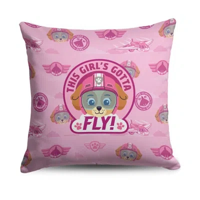 Northwest Paw Patrol Pattern Throw Pillow, Soft Decorative Cartoon Character, 18 X 18 Inches In Pink
