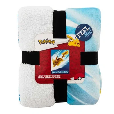 Northwest Pokemon Pikachu Bolt Silk Touch Sherpa Throw Blanket Twin, Electric Character Throw, Soft Plush Blan In Multi