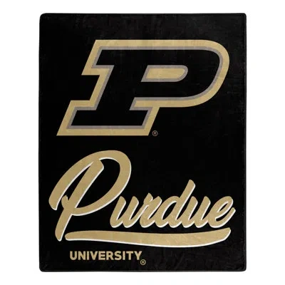 Northwest Purdue Signature Raschel Throw In Black;gold
