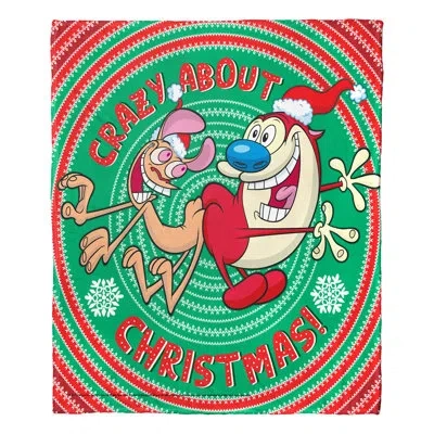 Northwest Ren And Stimpy Crazy About Christmas Throw In Multi