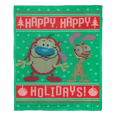 Northwest Ren And Stimpy Happy Happy Holidays Throw In Multi