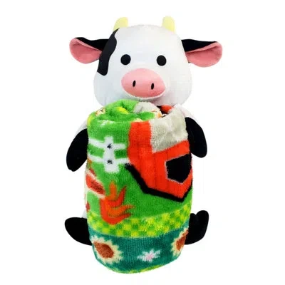 Northwest Rollee Pollee Dairy Cow Silk Touch Blanket With Plush Hugger