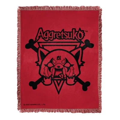 Northwest Sanrio Aggretsuko Red Growl Jacquard Throw Blanket, Fan Home Decor, 46x60 Inches In Multi