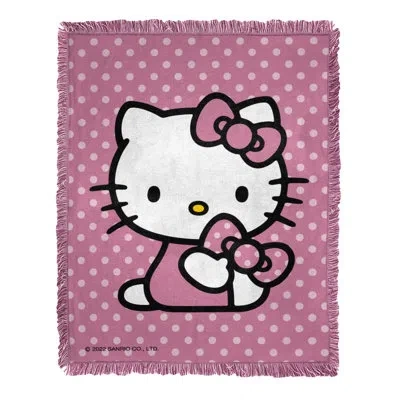 Northwest Sanrio Hello Kitty Polka Dots Jacquard Throw Blanket, Sanrio Decor, 46x60 Inches In Multi