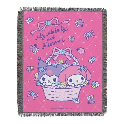 Northwest Sanrio My Melody & Kuromi Throw Blanket, Flower Basket Fun Anime Decor, 48x60 Inches