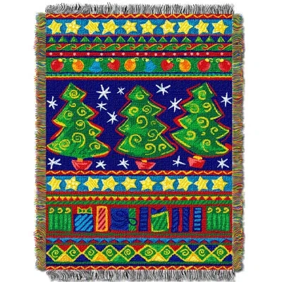 Northwest Tree Festivity Throw Blanket, Holiday Christmas Seasonal Decor, 48x60 Inches In Blue;green