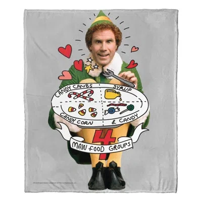 Northwest Warner Bros. Elf 4 Food Groups Silk Touch Throw Blanket, Comedic Holiday Style, 50x60 Inches In Multi