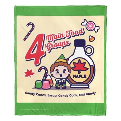 Northwest Warner Bros. Elf 4 Main Food Groups Cartoon Silk Touch Throw Blanket, Holiday Humor Throw, 50x60 Inc In Multi