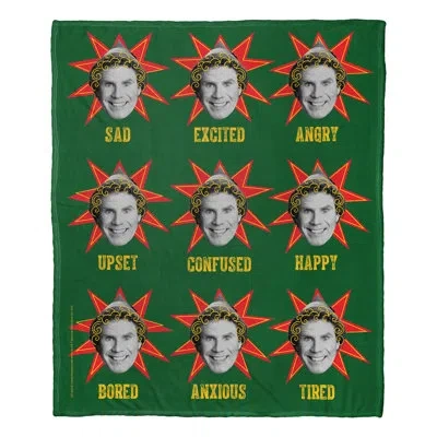 Northwest Warner Bros. Elf Expressions Silk Touch Throw Blanket, Comical Holiday Throw, 50x60 Inches In Multi;multi