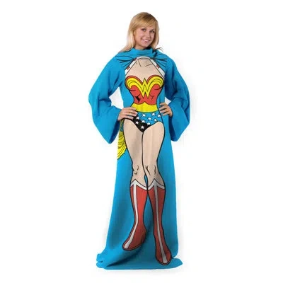 Northwest Warner Bros. Wonder Woman Silk Touch Comfy Throw Blanket With Sleeves, Soft, Warm, 48x71 Inches In Blue;red