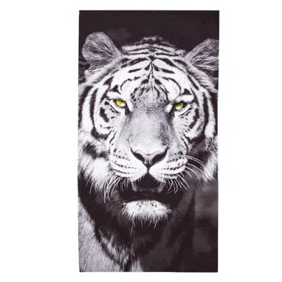 Northwest White Tiger Face Beach Towel, 30 X 60 Inches In Black;white