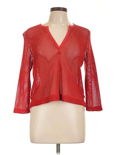 Pre-owned Norton Mcnaughton 3/4 Sleeve Blouse In Red