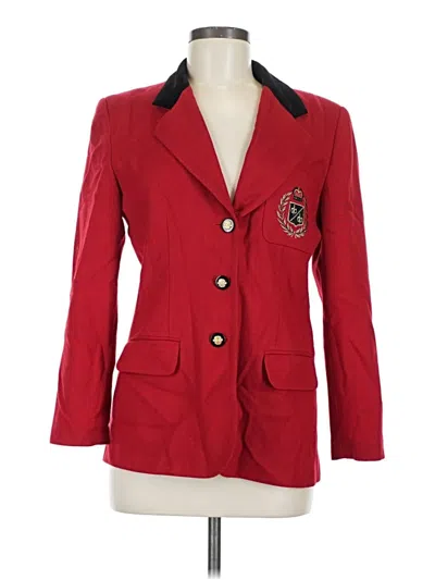 Pre-owned Norton Mcnaughton 3/4 Sleeve Top Red Collared Neckline Tops