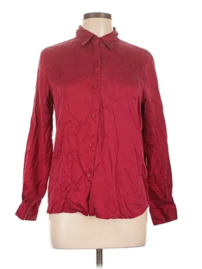 Pre-owned Norton Mcnaughton Long Sleeve Blouse In Burgundy