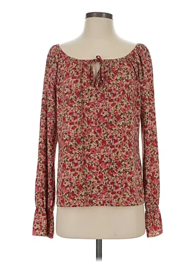 Pre-owned Norton Mcnaughton Long Sleeve Blouse In Red
