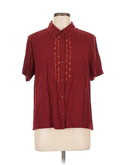Pre-owned Norton Mcnaughton Short Sleeve Blouse In Burgundy