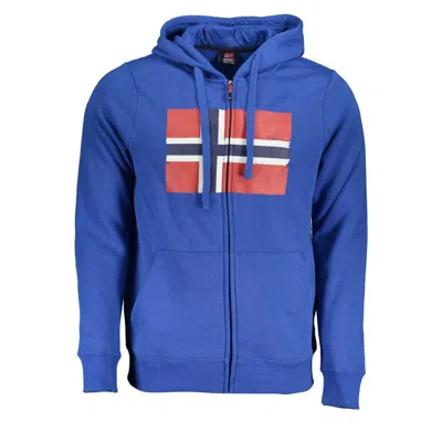 Norway 1963 Blue Hooded Fleece Sweatshirt With Central Pockets