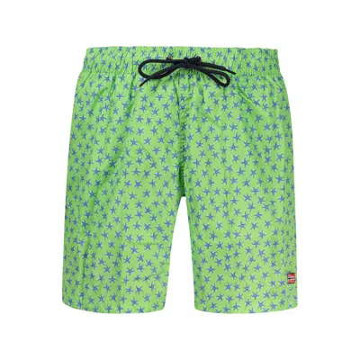 Norway 1963 Green Polyester Men's Swim Shorts In Animal Print