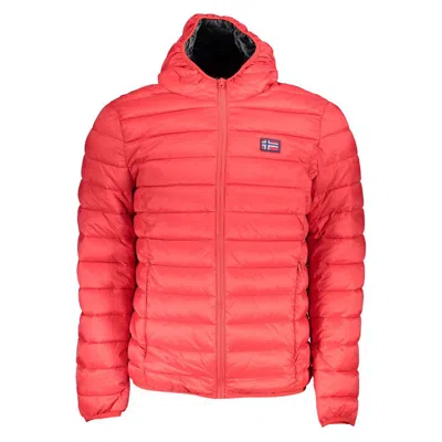 Norway 1963 Sleek Pink Hooded Jacket For Men In Red