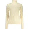 Norway 1963 White Viscose Women's Turtleneck Sweater In Yellow