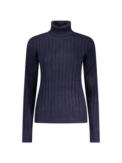 Norwegian Rain Cable-knit Roll-neck Sweater In Blue